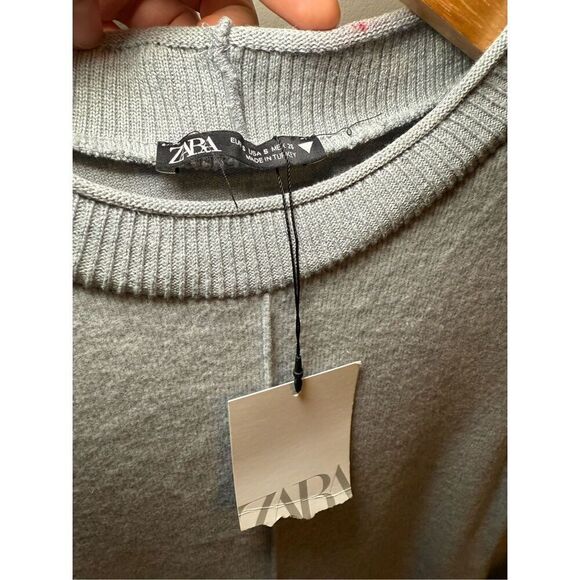 ZARA Short Sleeve Soft Mini Shift Dress In Gray - Picture 9 of 13